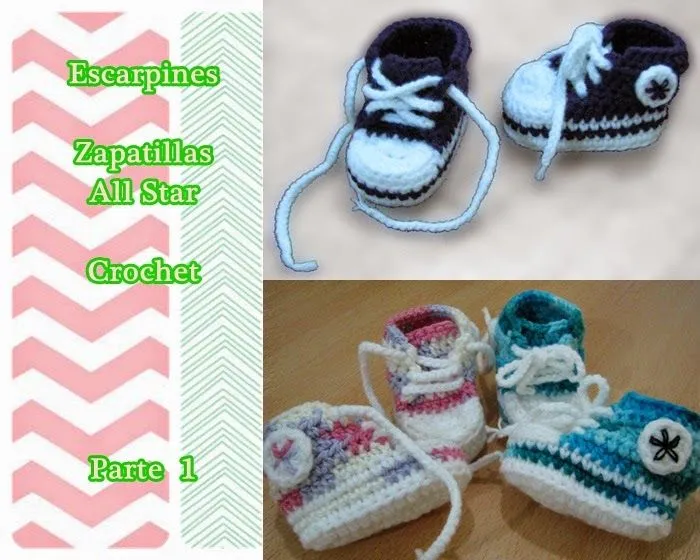 Liliana Milka Crochet: Escarpines Modelo Zapatillas All Star