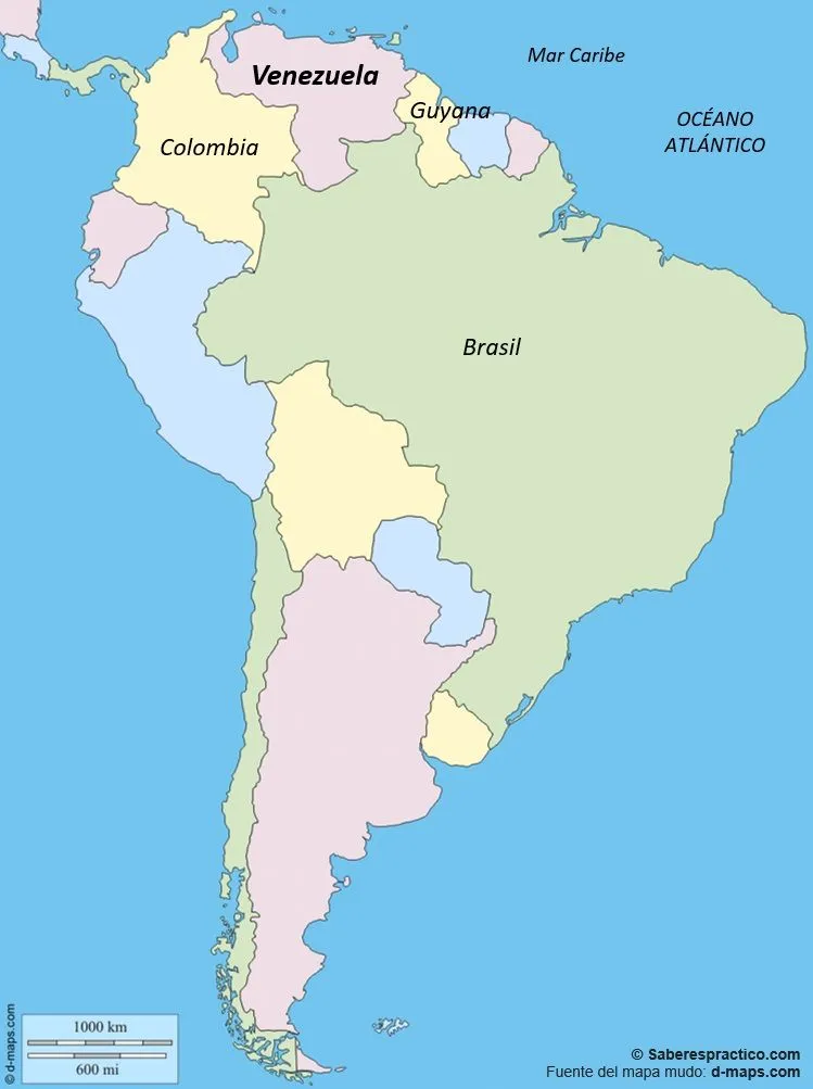 Límites de Venezuela (con mapa) - Saber es práctico