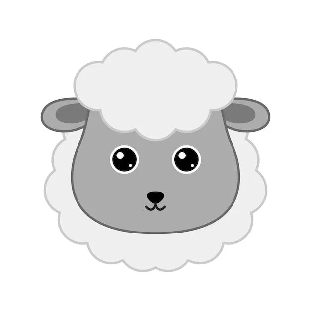 Linda cara de oveja aislada sobre fondo blanco | Vector Premium
