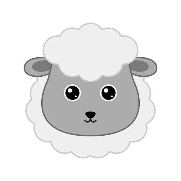 Linda cara de oveja aislada sobre fondo blanco | Vector Premium Linda cara de oveja aislada sobre fondo blanco | Vector Premium
