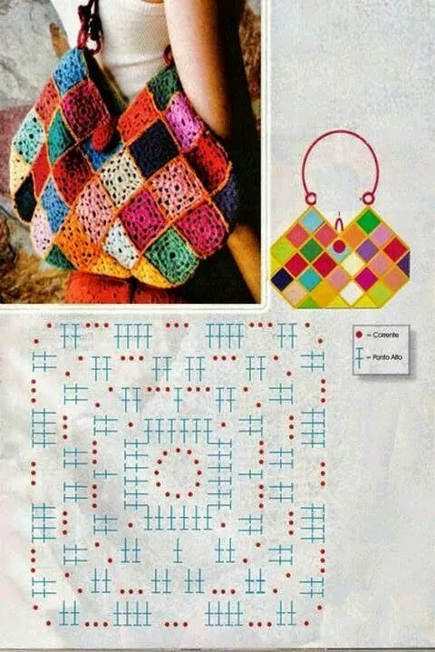 Qué linda cartera! / patrón y molde | Crochet y Dos agujas