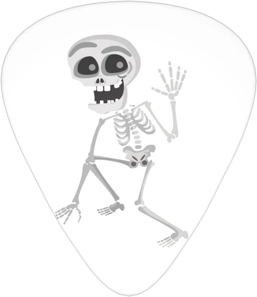 Lindas púas de guitarra de esqueleto humano de dibujos animados, paquete de  12, 3 grosores, cómodas y duraderas, accesorios de música, regalo para  guitarra, ukelele y otros instrumentos de cuerda : Amazon.com.mx: