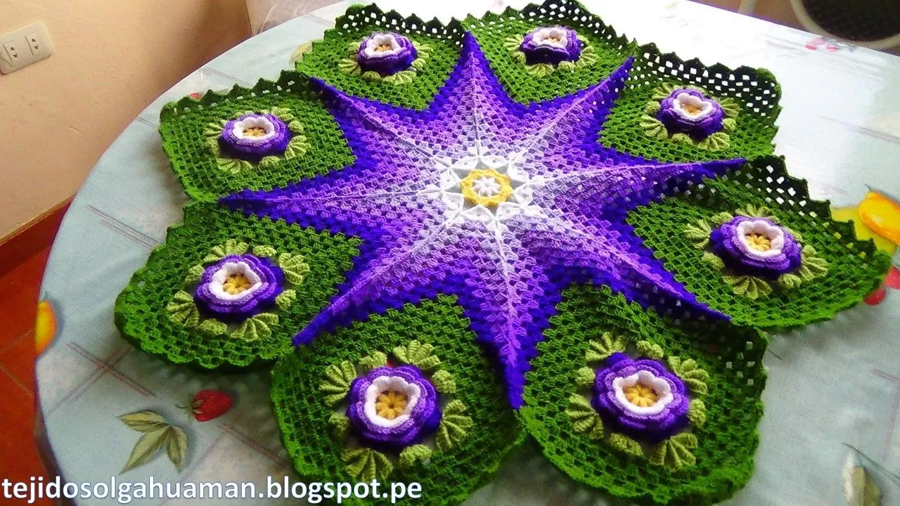 TEJIDOS OLGA HUAMAN: Tapete o Carpeta tejido a crochet de Flores