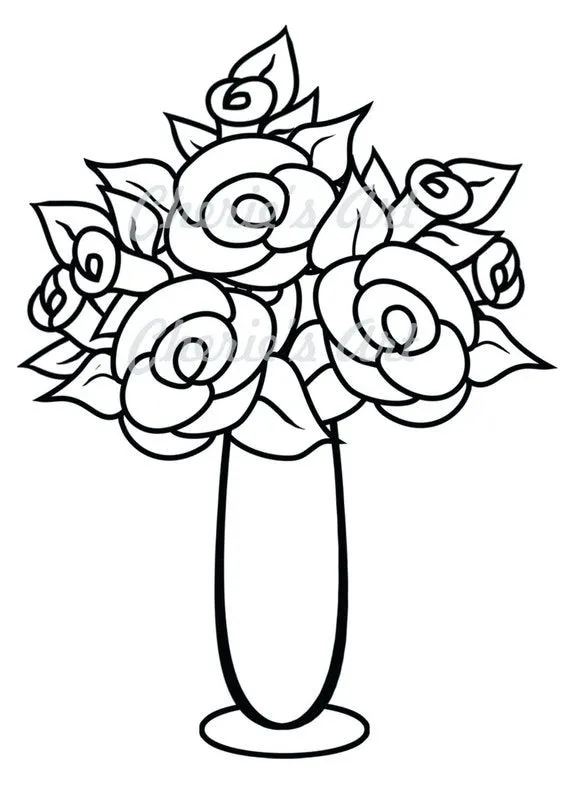 Línea arte flor florero Digi Stamp Digi por CheriesArtsnCrafts
