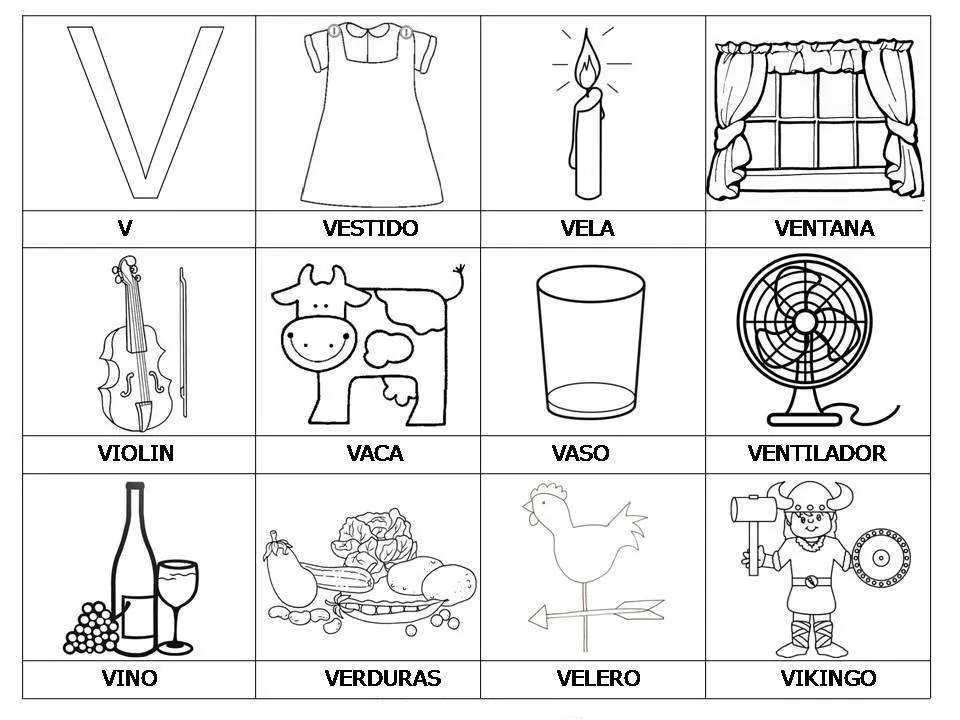 Lista de Palabras con v para colorear | Material para maestros ...