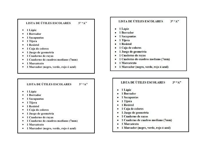 Lista de utiles escolares preescolar - Imagui