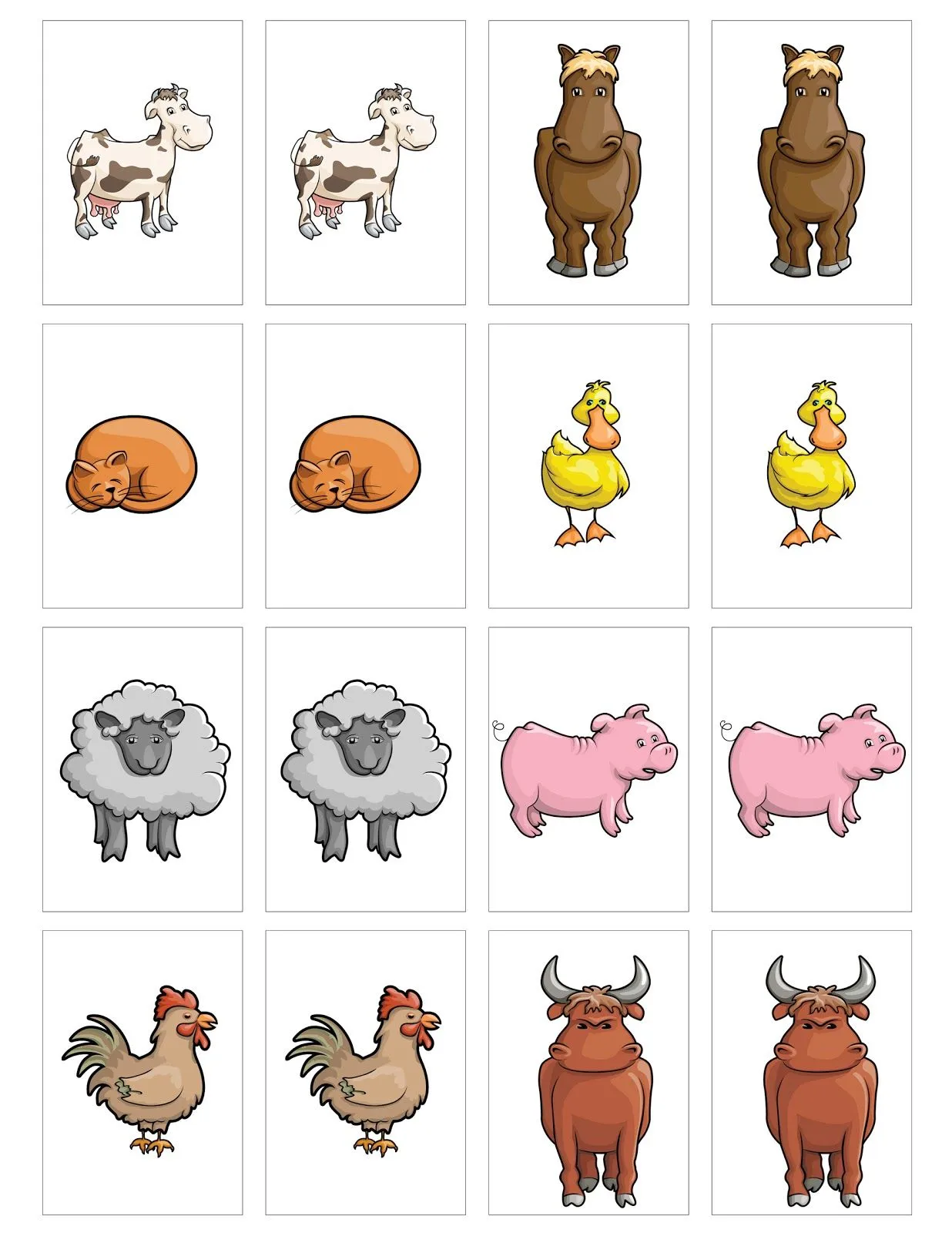  divertido juego de memoria con lindos animales de granja. Da clic en ...
