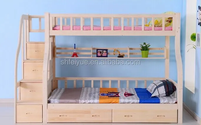 Literas de madera cama para los niños con escaleras y cajones ...