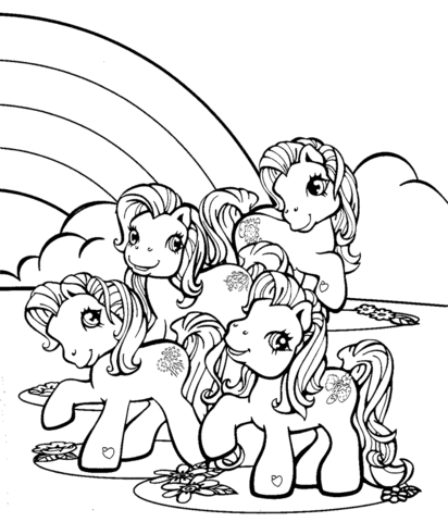 Little Pony Near Rainbow coloring page | Super Coloring