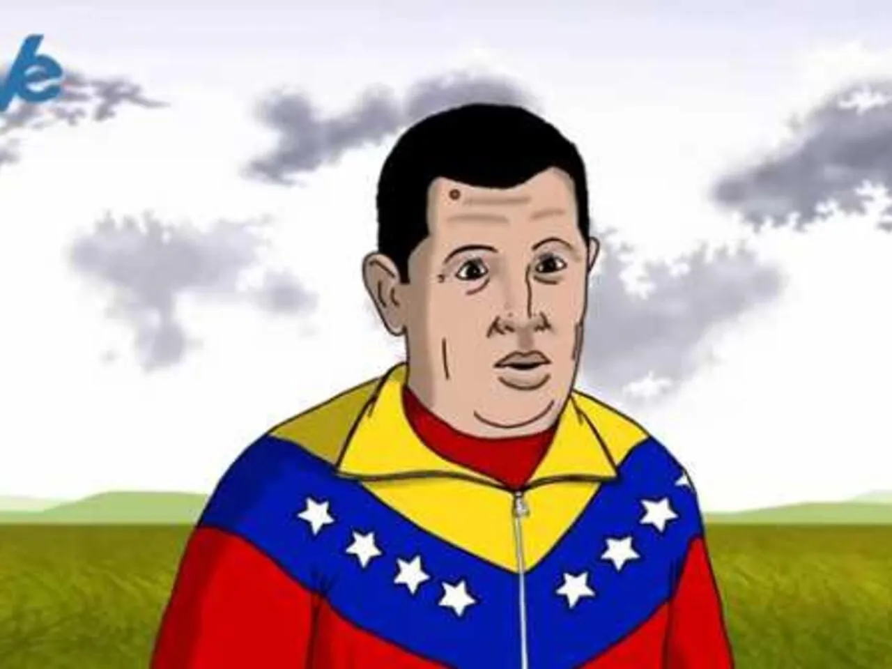La llegada de Chávez al paraíso en dibujos animados