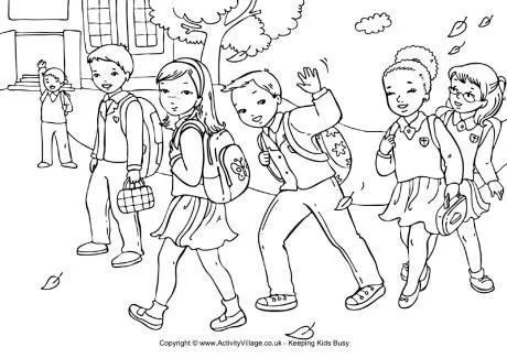 Dibujos de niños llegando a la escuela para colorear - Imagui