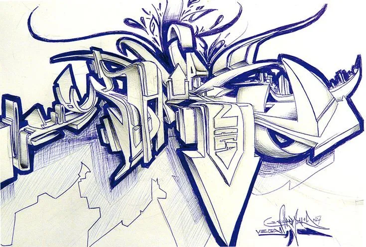 3D Sketch by ~vega0ne. Freehand Graffiti Sketched 3D-Style, pencil ...