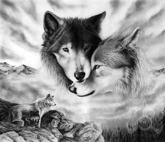 Lobos con luna llena dibujos - Imagui