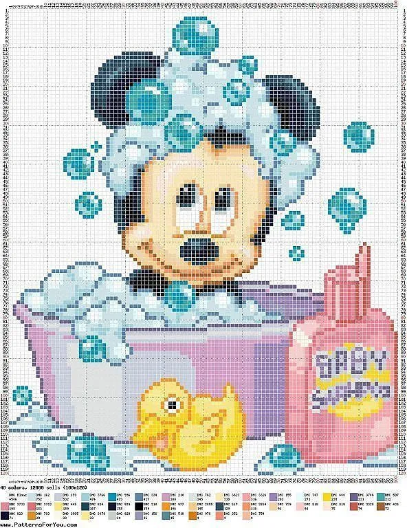 Una Locura de ideas !!! de punto de cruz: Mickey y Minnie babys en ...