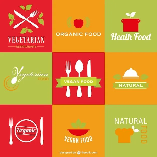 Logos de restaurantes sanos y vegetarianos | Descargar Vectores gratis