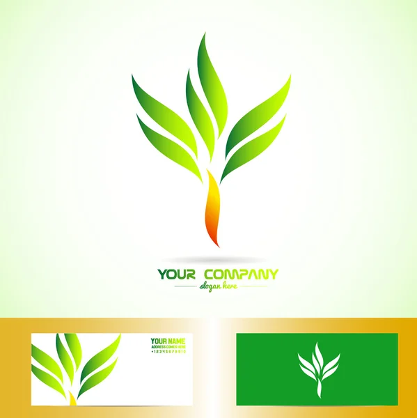 Logotipo de forma de árbol naranja verde — Vector stock ...