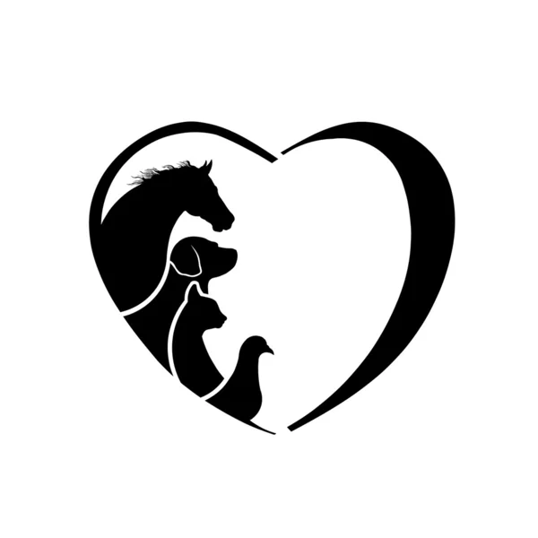 Logotipo veterinario corazón caballo amor — Vector stock ...