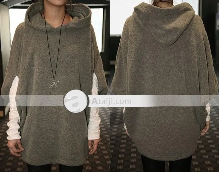 Loose Women Poncho con capucha Batwing sólido | MUJER CLOTHES ...