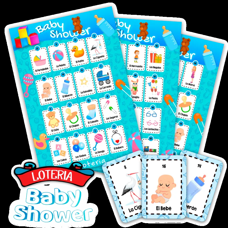 Lotería Baby Shower de Niño Imprimible – AseMedia Digital Studio