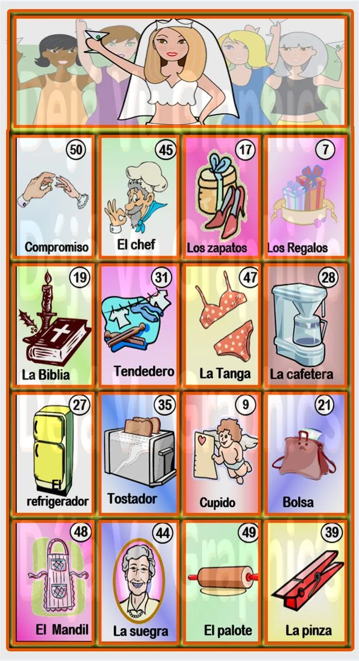 Lotería para Despedida de Soltera | bridal shower | Pinterest