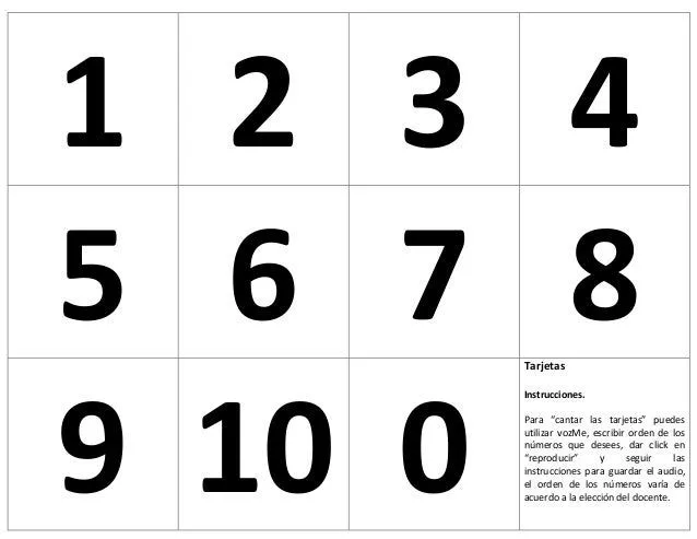 Loteria de numeros cartas Loteria de numeros cartas