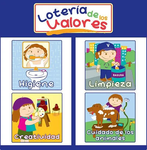 Loteria de valores para niños de preescolar - Imagui