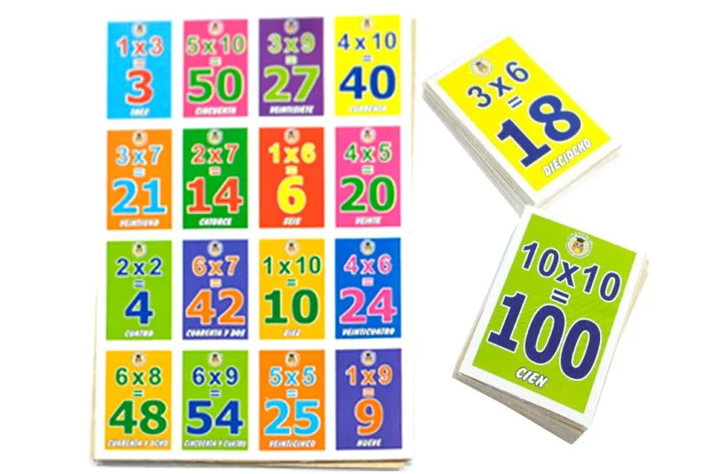 Loteria con tablas de multiplicar - Imagui