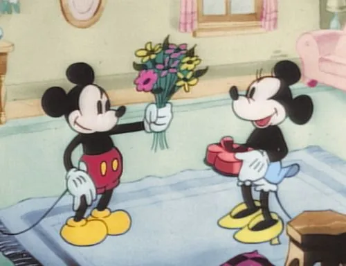 love cute disney vintage classic cartoon mickey mouse old flowers ...