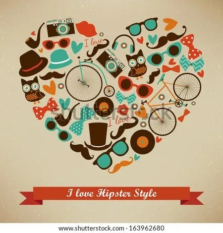 I Love Hipster Style Icon Set. Vector Illustration - 163962680 ...