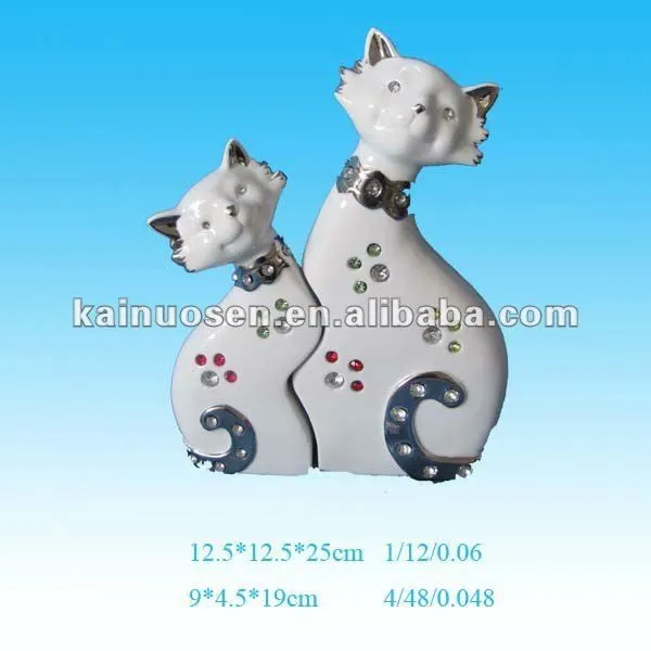 Loving gatos de cerámica blanco decoración del hogar-Artesanía ...