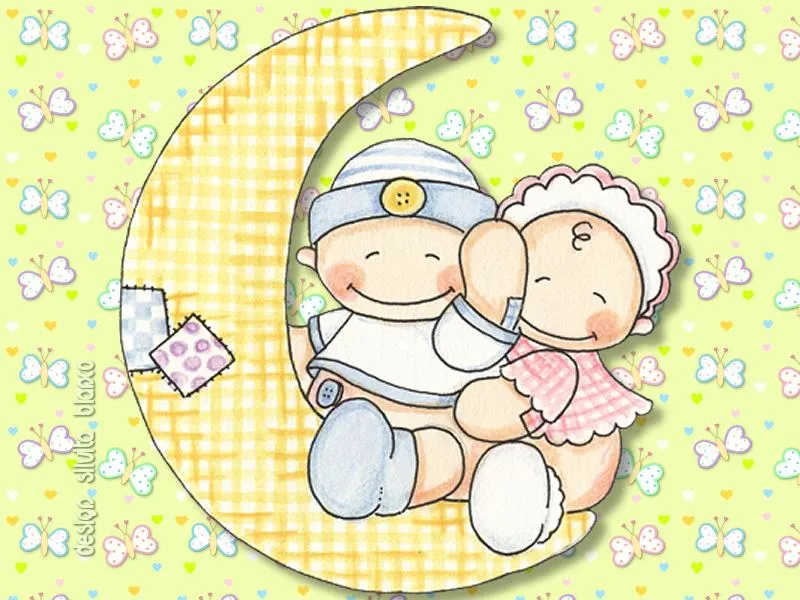 Bebés en una luna - Imagui