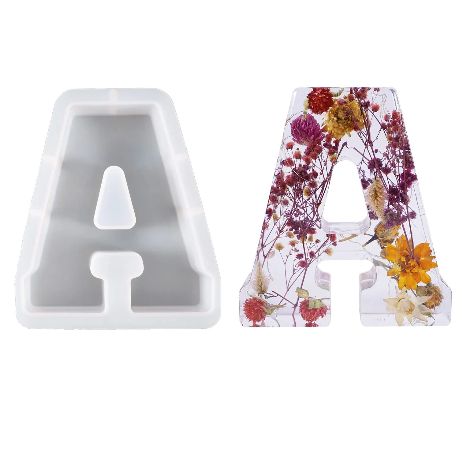 LUXWIN - Moldes de letras grandes para resina, moldes de silicona del  alfabeto 3D de 7 pulgadas