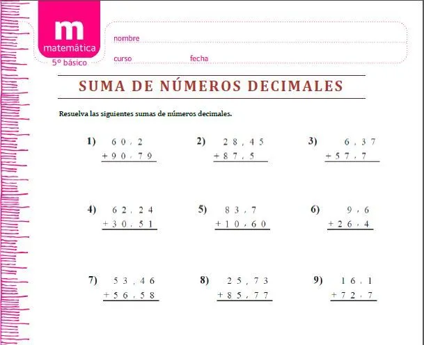 números decimales - Currículum en línea. MINEDUC. Gobierno de Chile.