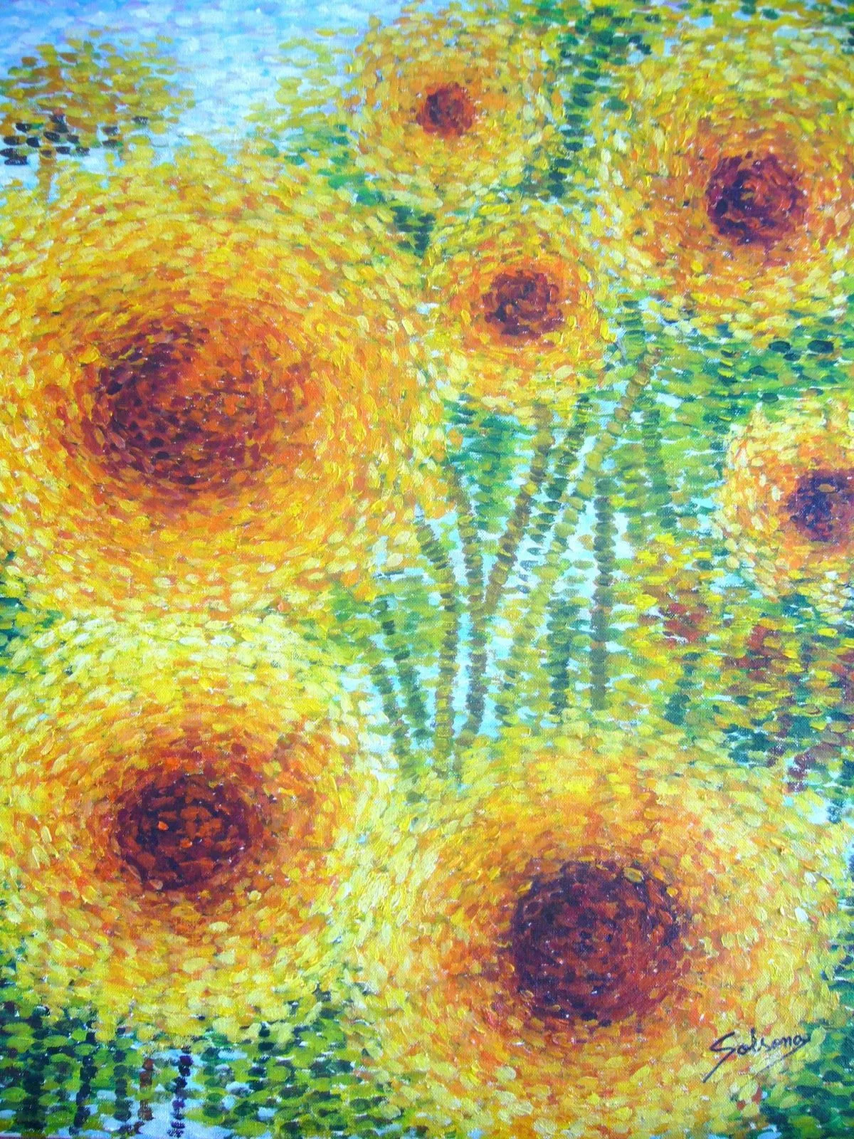 mabelARTcreation: GIRASOLES NEOIMPRESIONISMO ( mabelARTcreation: GIRASOLES NEOIMPRESIONISMO (