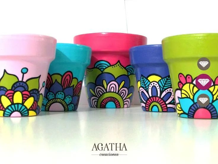 macetas pintadas a mano - set x 5 | Agatha Creaciones | Pinterest ...