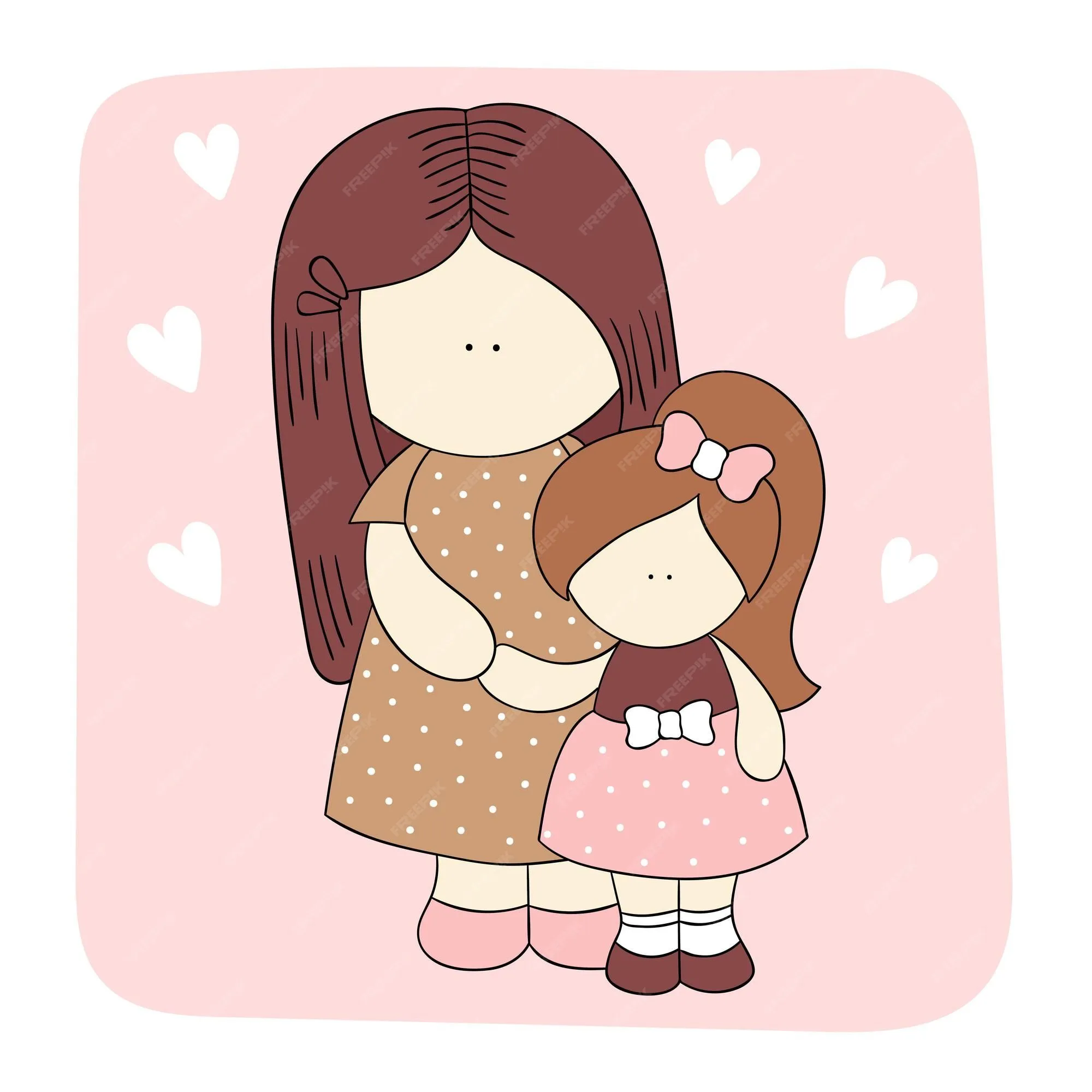 Madre e hija en un abrazo. concepto para el día de la madre, familia, amor,  tarjeta de felicitación. linda ilustración con personas | Vector Premium