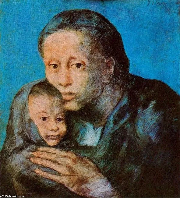 Madre e hijo con pañuelo, óleo de Pablo Picasso (1881-1973, Spain)