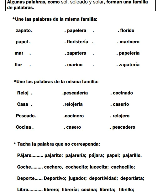 MIS COSAS DE MAESTRA*: FAMILIAS DE PALABRAS MIS COSAS DE MAESTRA*: FAMILIAS DE PALABRAS