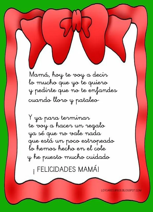 Maestra de Infantil: Poemas para el día de la madre Maestra de Infantil: Poemas para el día de la madre
