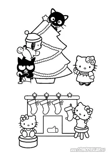 Maestra Magda Yanet: Dibujos para colorear de Navidad de Hello Kitty.