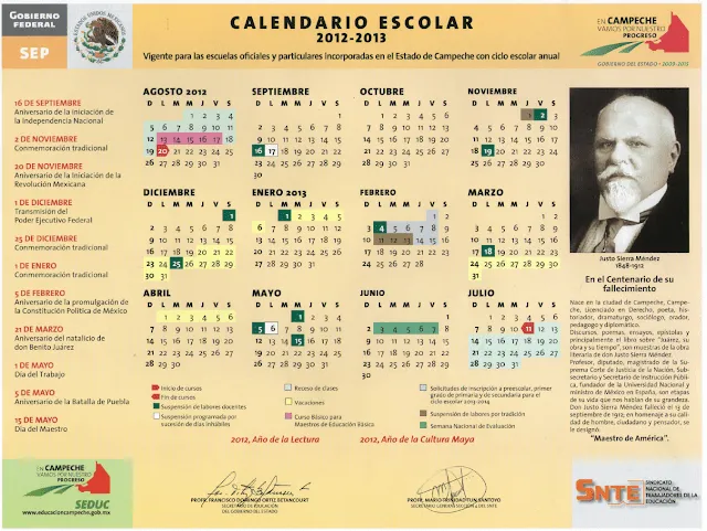 Calendario escolar 2012 y 2013 sep - Imagui