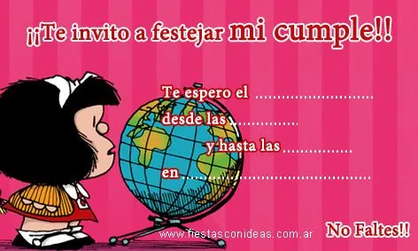 Mafalda - Invitación de cumpleaños para imprimir - Fiestas infantiles