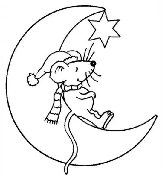 Dibujo de Ratoncito en la luna para colorear. Dibujos infantiles ...