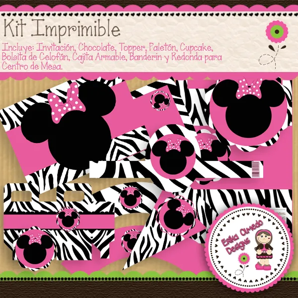 Magic Crafts: ★ Kit Imprimible Minnie Mouse Zebra ★