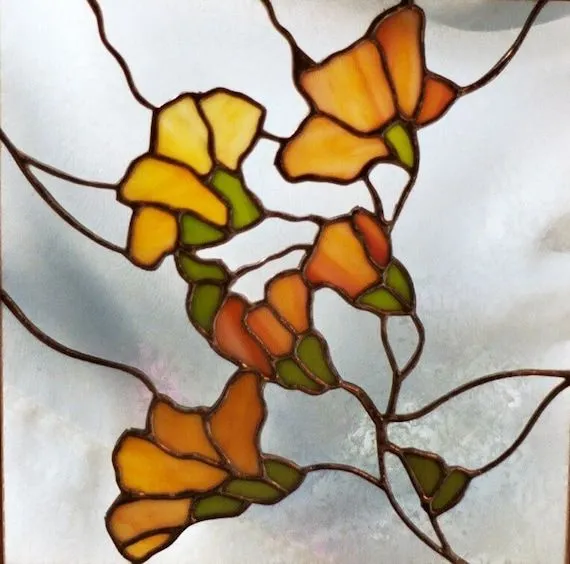 Magnolia flores vitral por windflower en Etsy