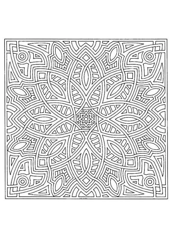 Mandala cuadrado - MANDALAS para niños para colorear Mandala cuadrado - MANDALAS para niños para colorear