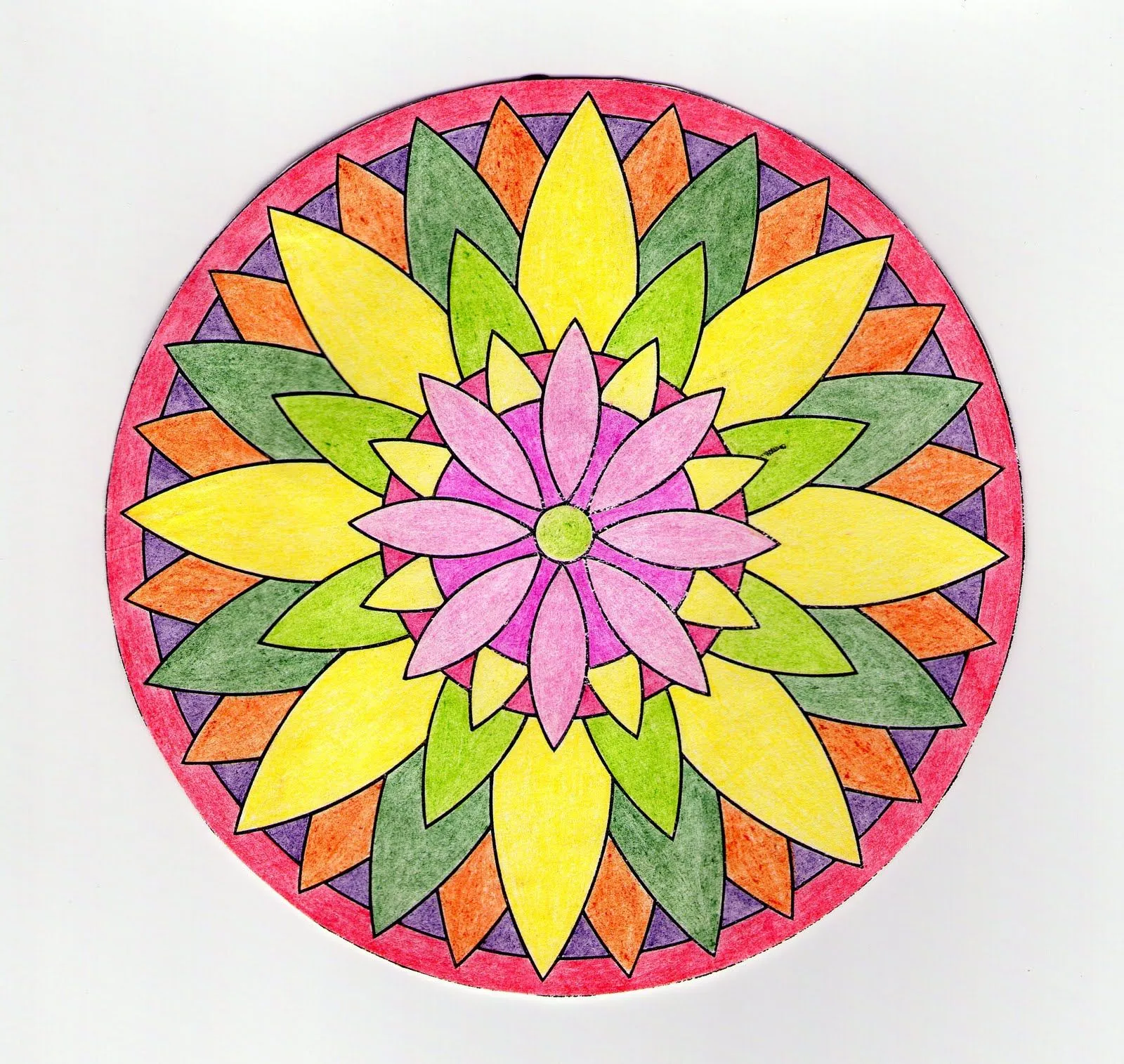 Mandalas Para Pintar: La gran flor, ejemplo de Mandala pintado