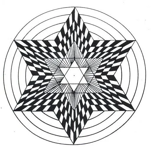 Mandalas Para Pintar: en forma de estrella negro y blanco