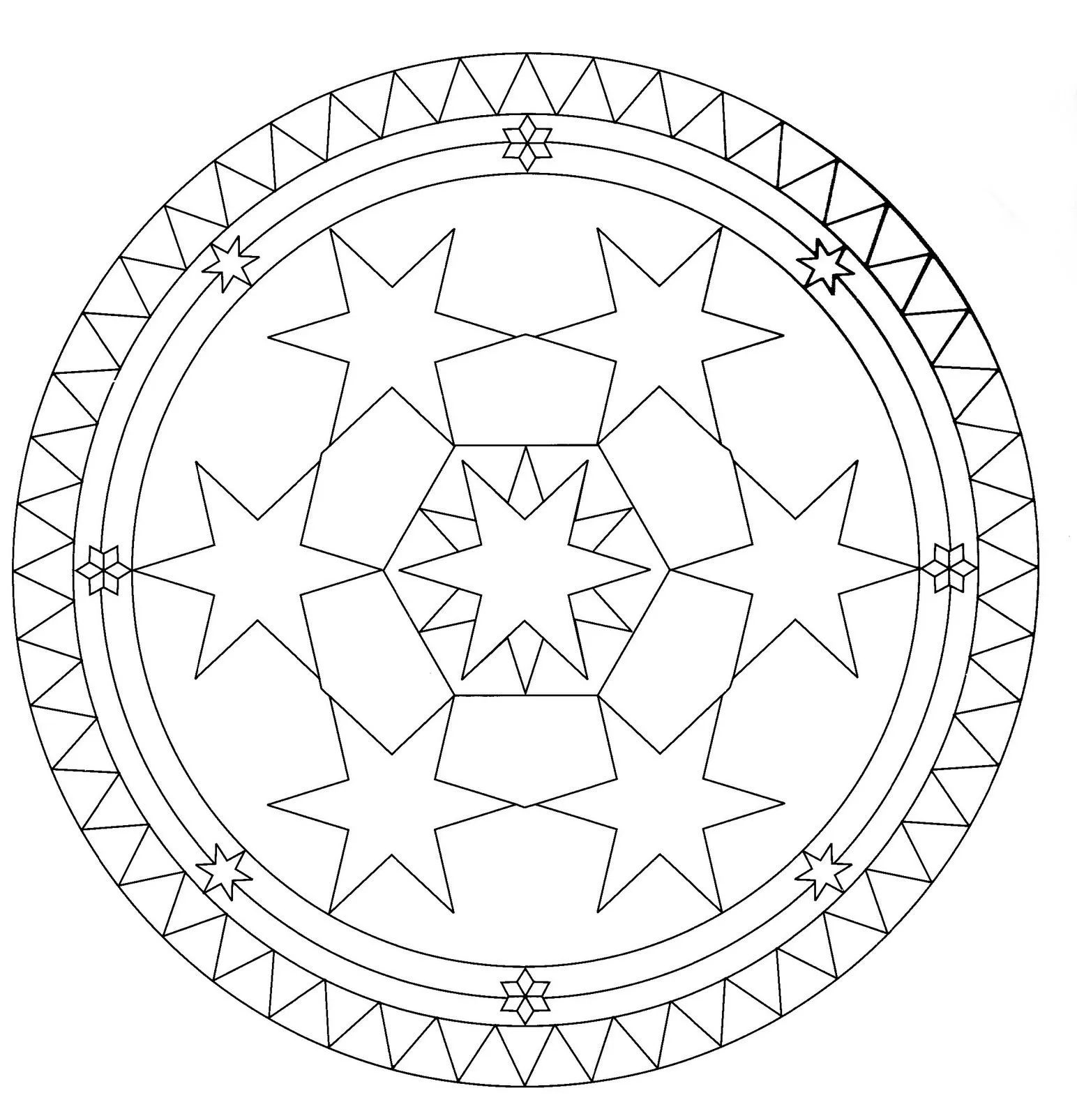 Mandalas Para Pintar: Mandala con círculo de estrellas