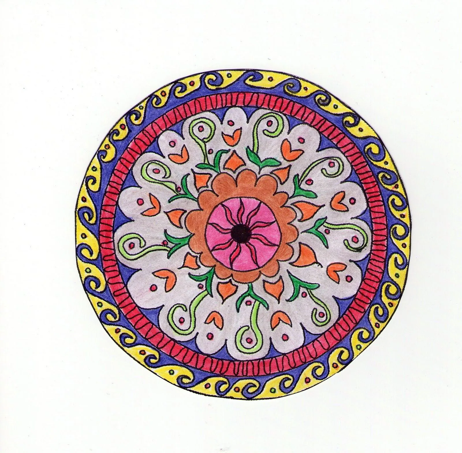 Mandalas Para Pintar: Mandala floral con ejemplo pintado Mandalas Para Pintar: Mandala floral con ejemplo pintado